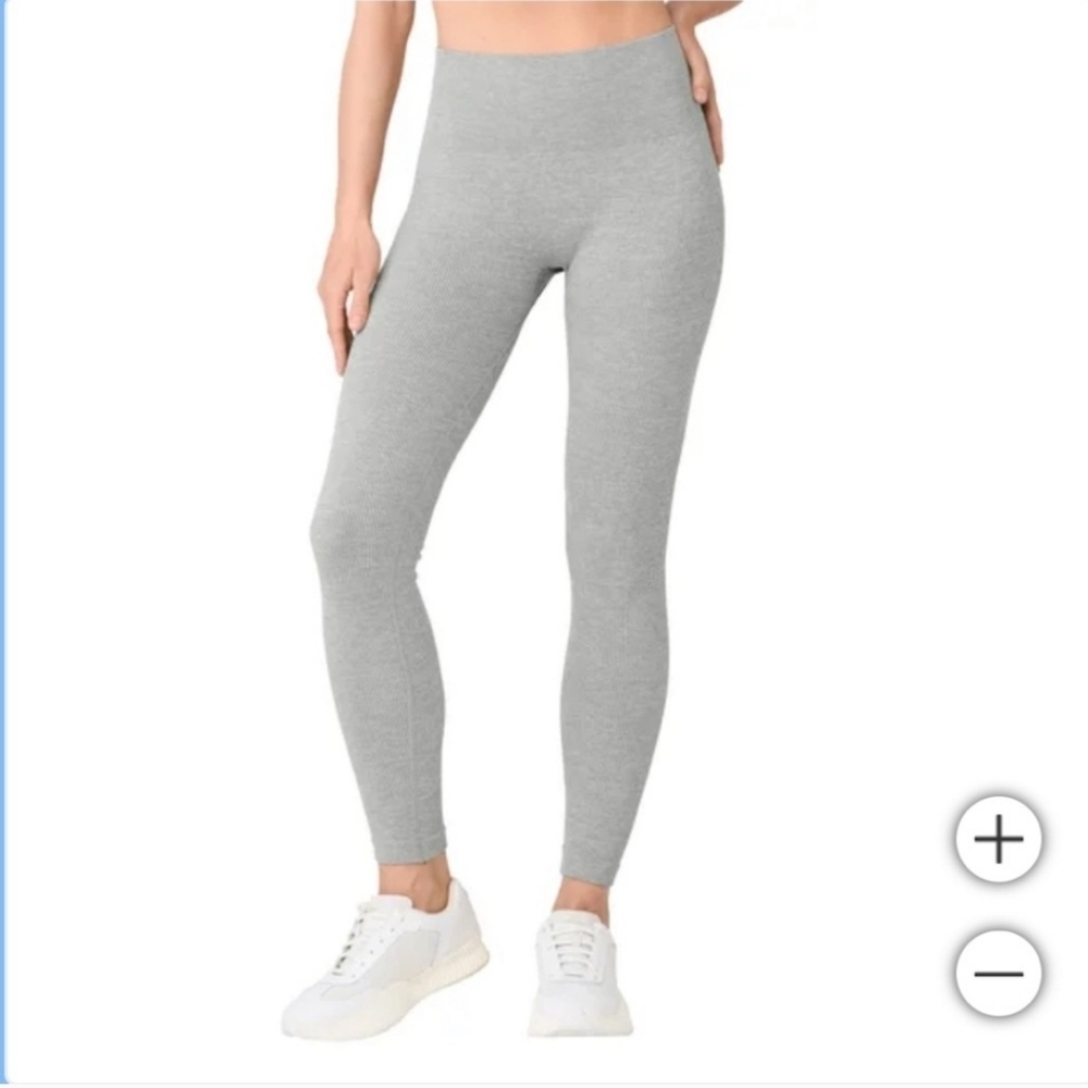❤️Lemon Ribbed Leggings Women's Size XL Gray Stretch Active Lounge NWOT